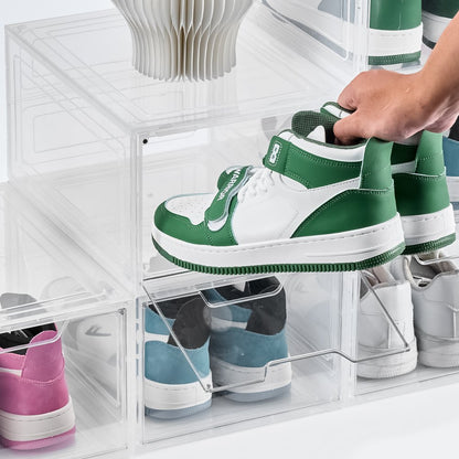 VEVOR Shoe Storage Boxes 6PCS Stackable Shoe Boxes US Size 13 Transparent White