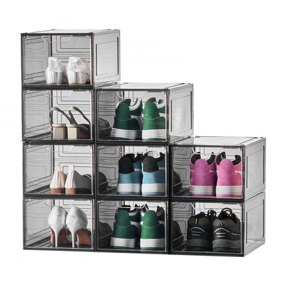 VEVOR Shoe Storage Boxes 9PCS Stackable Shoe Boxes US Size 13 Transparent Black