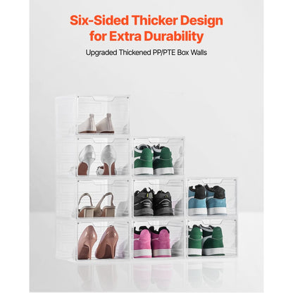VEVOR Shoe Storage Boxes 9PCS Stackable Shoe Boxes US Size 13 Transparent White