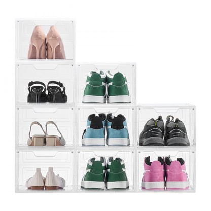 VEVOR Shoe Storage Boxes 9PCS Stackable Shoe Boxes US Size 13 Transparent White