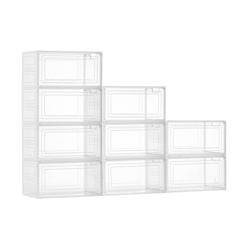 VEVOR Shoe Storage Boxes 9PCS Stackable Shoe Boxes US Size 13 Transparent White