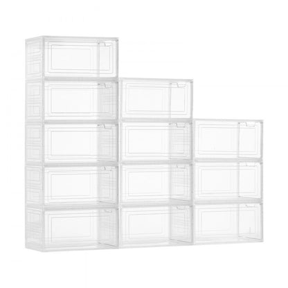 VEVOR Shoe Storage Boxes 12PCS Stackable Shoe Boxes US Size 13 Transparent White