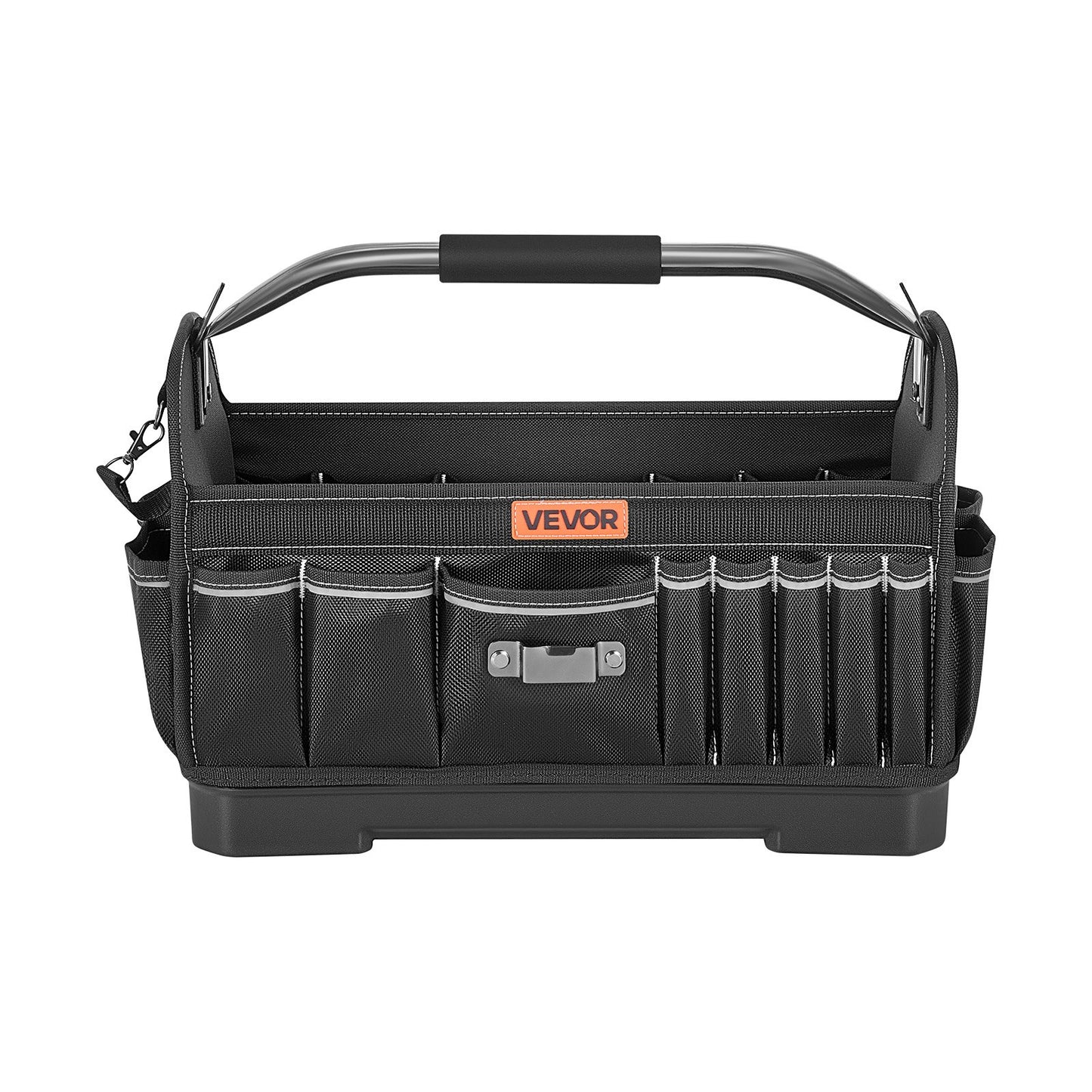 Tool Bag, 410 MM, 33-Pocket Open Top Tool Tote, Portable Electrical Maintenance Toolbox Organizer Storage with Hard Plastic Base, Adjustable Shoulder Strap, for Professionals DIY & Jobsite