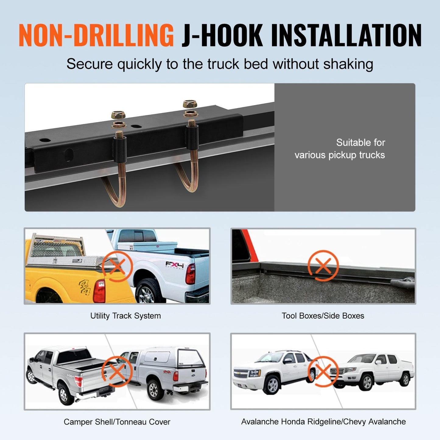 Heavy-Duty Truck Ladder Rack, 454 kg Capacity, Adjustable 1.1-1.6 m Width