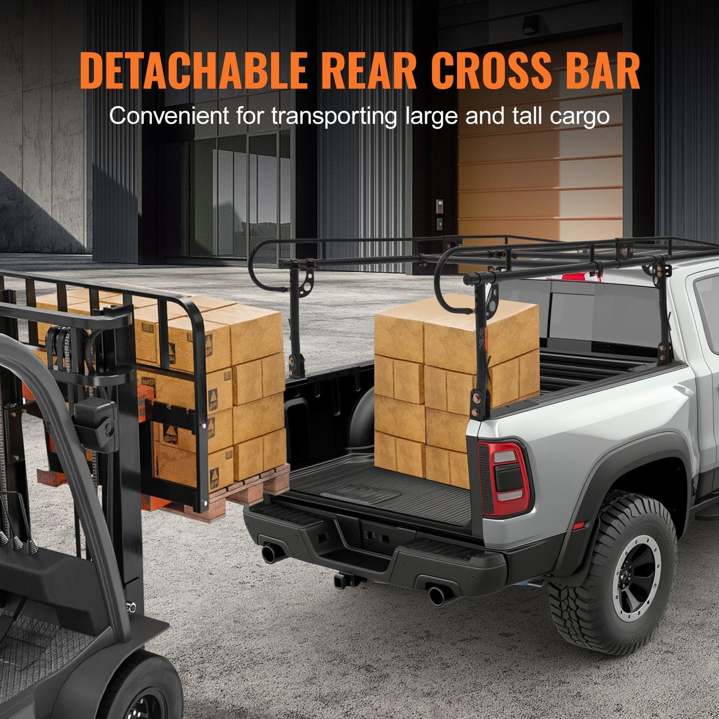 Heavy-Duty Truck Ladder Rack, 454 kg Capacity, Adjustable 1.1-1.6 m Width