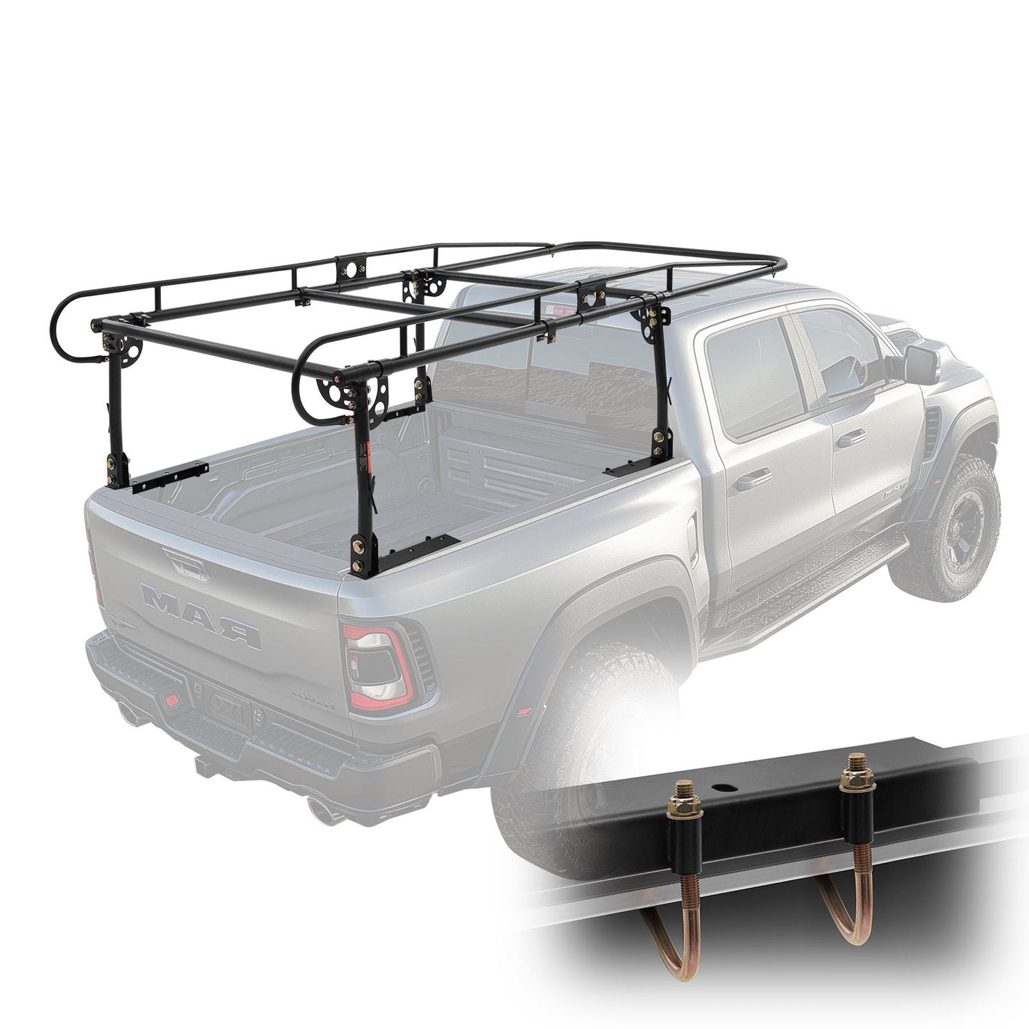 Heavy-Duty Truck Ladder Rack, 454 kg Capacity, Adjustable 1.1-1.6 m Width