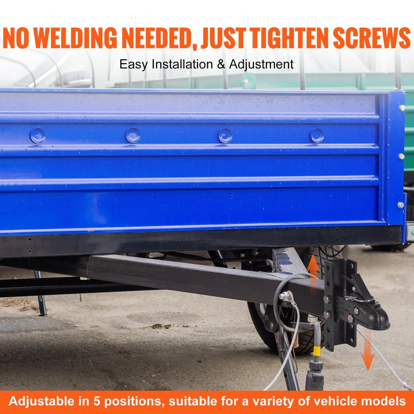 Adjustable Trailer Coupler Kit, 58 mm Hitch, 6804 kg Capacity, Heavy Duty Mount