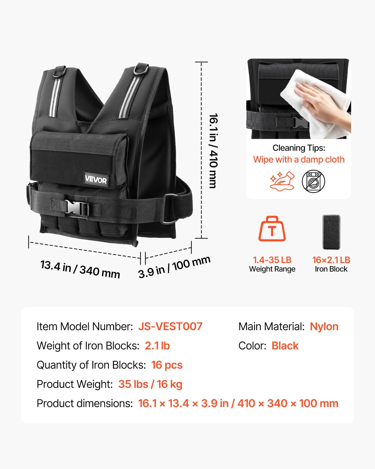 Adjustable Weighted Vest, Body Weight Vest with Iron Weights, Shoulder Pad, and Reflective Stripe, Exercise Set for Men Women, Heavy-Duty Workout Equipment for Strength Training Running