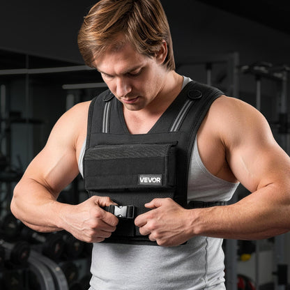 Adjustable Weighted Vest, Body Weight Vest with Iron Weights, Shoulder Pad, and Reflective Stripe, Exercise Set for Men Women, Heavy-Duty Workout Equipment for Strength Training Running