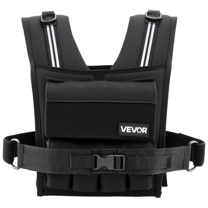Adjustable Weighted Vest, Body Weight Vest with Iron Weights, Shoulder Pad, and Reflective Stripe, Exercise Set for Men Women, Heavy-Duty Workout Equipment for Strength Training Running