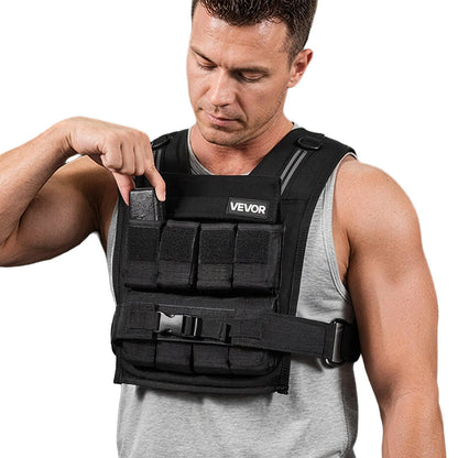 Adjustable Weighted Vest, Body Weight Vest with Iron Weights, Shoulder Pad, and Reflective Stripe, Exercise Set for Men Women, Heavy-Duty Workout Equipment for Strength Training Running