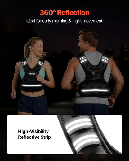 Adjustable Weighted Vest, 14.5 kg Comfortable X-Shape Body Weight Vest Set with 6 Weight Packs and Reflective Stripe, for Men Women, Workout Equipment for Strength Training Running Jogging