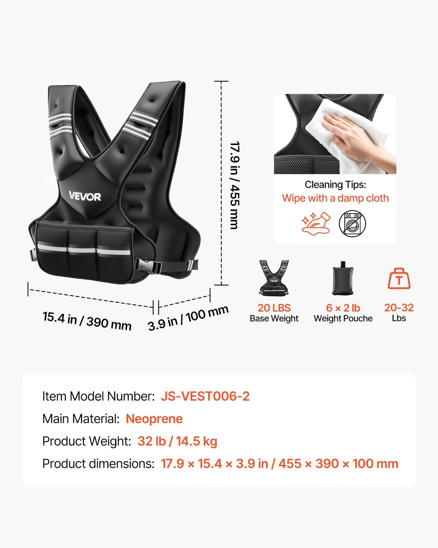 Adjustable Weighted Vest, 14.5 kg Comfortable X-Shape Body Weight Vest Set with 6 Weight Packs and Reflective Stripe, for Men Women, Workout Equipment for Strength Training Running Jogging