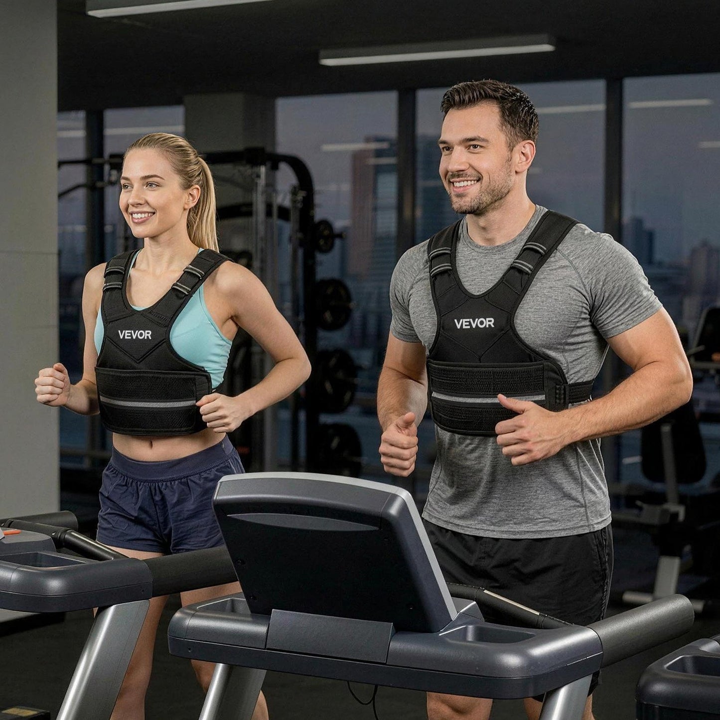 Adjustable Weighted Vest, 14.5 kg Comfortable X-Shape Body Weight Vest Set with 6 Weight Packs and Reflective Stripe, for Men Women, Workout Equipment for Strength Training Running Jogging