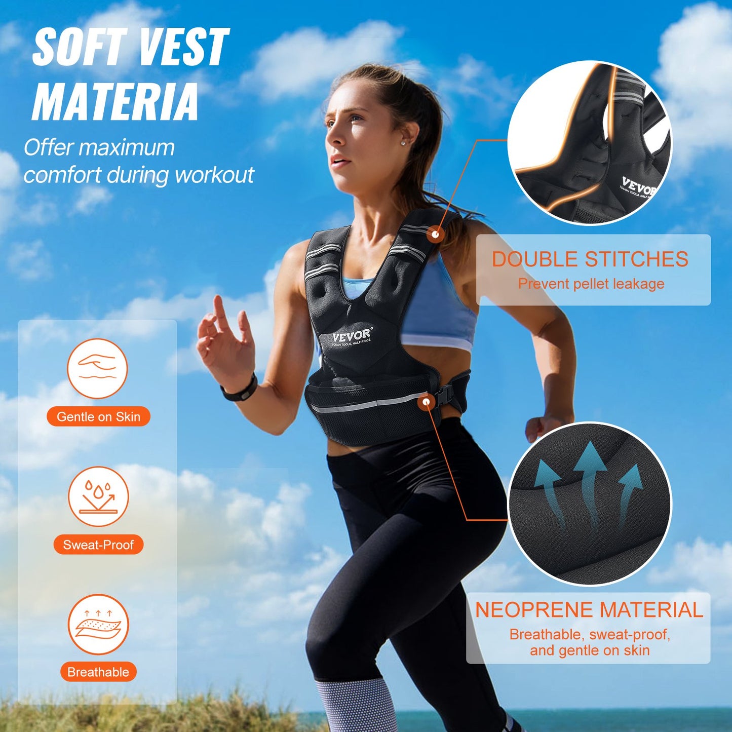 VEVOR 20-32lb Adjustable Weighted Vest for Men Women Strength Training Running
