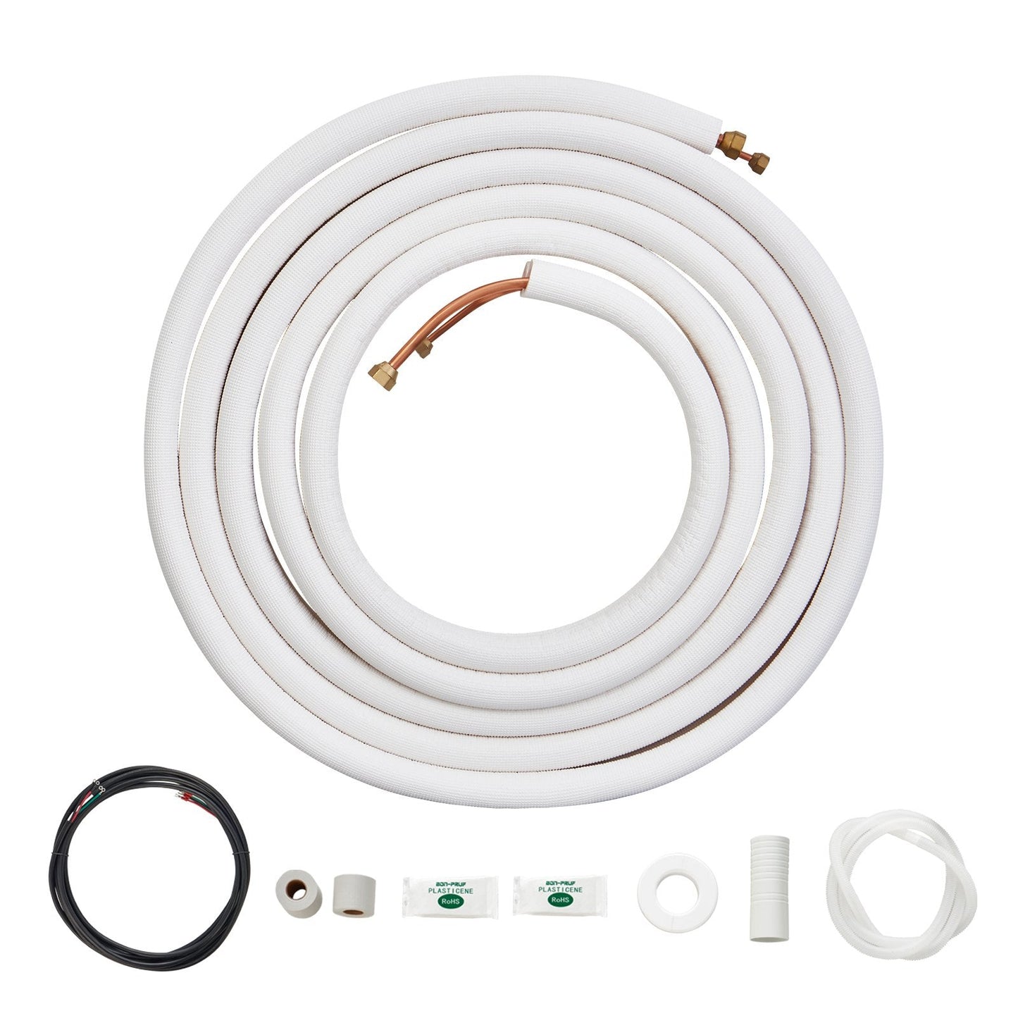 Mini Split Line Set with Copper Pipes & Triple-Layer Insulation, 7.6m Length