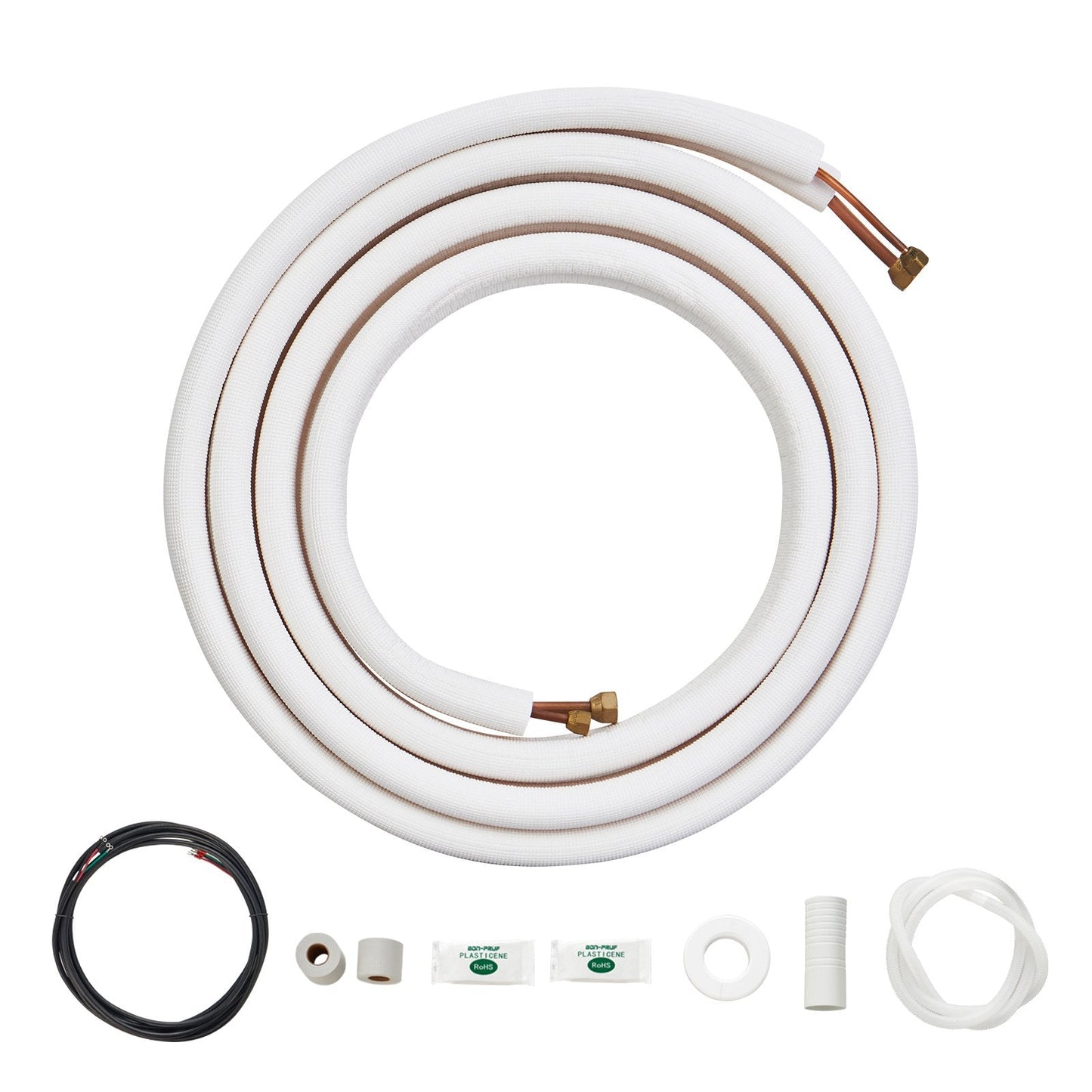 16ft Mini Split Line Set with Copper Pipes & Triple-Layer Insulation, HVAC Ready
