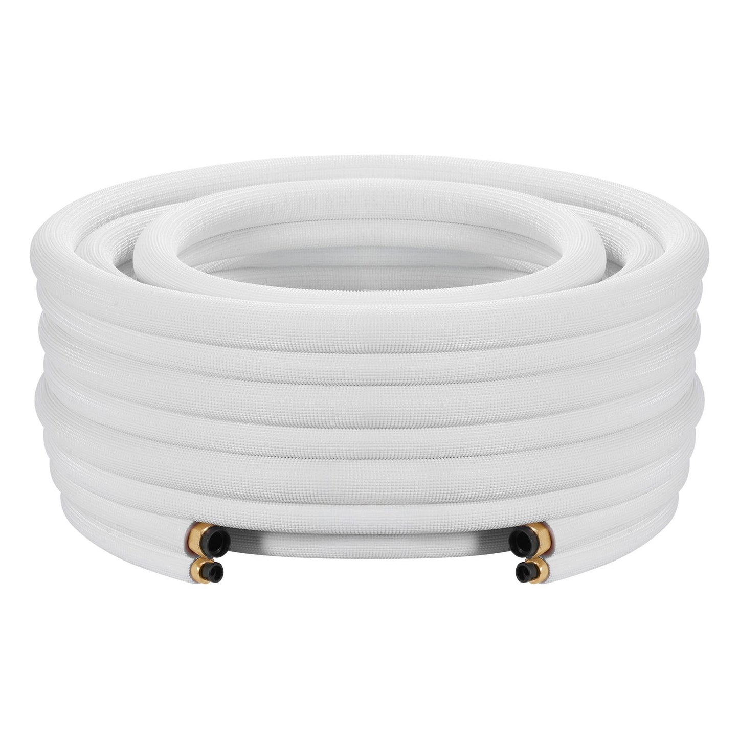 15.2m Mini Split Line Set, 6.4 & 9.5mm OD AC Copper Tubing Pipe, 3/8 White PE Thickened Insulated Coil with Flared Nuts, Rich Fittings, for Mini Split Air Conditioner HVAC or Heat Pump System