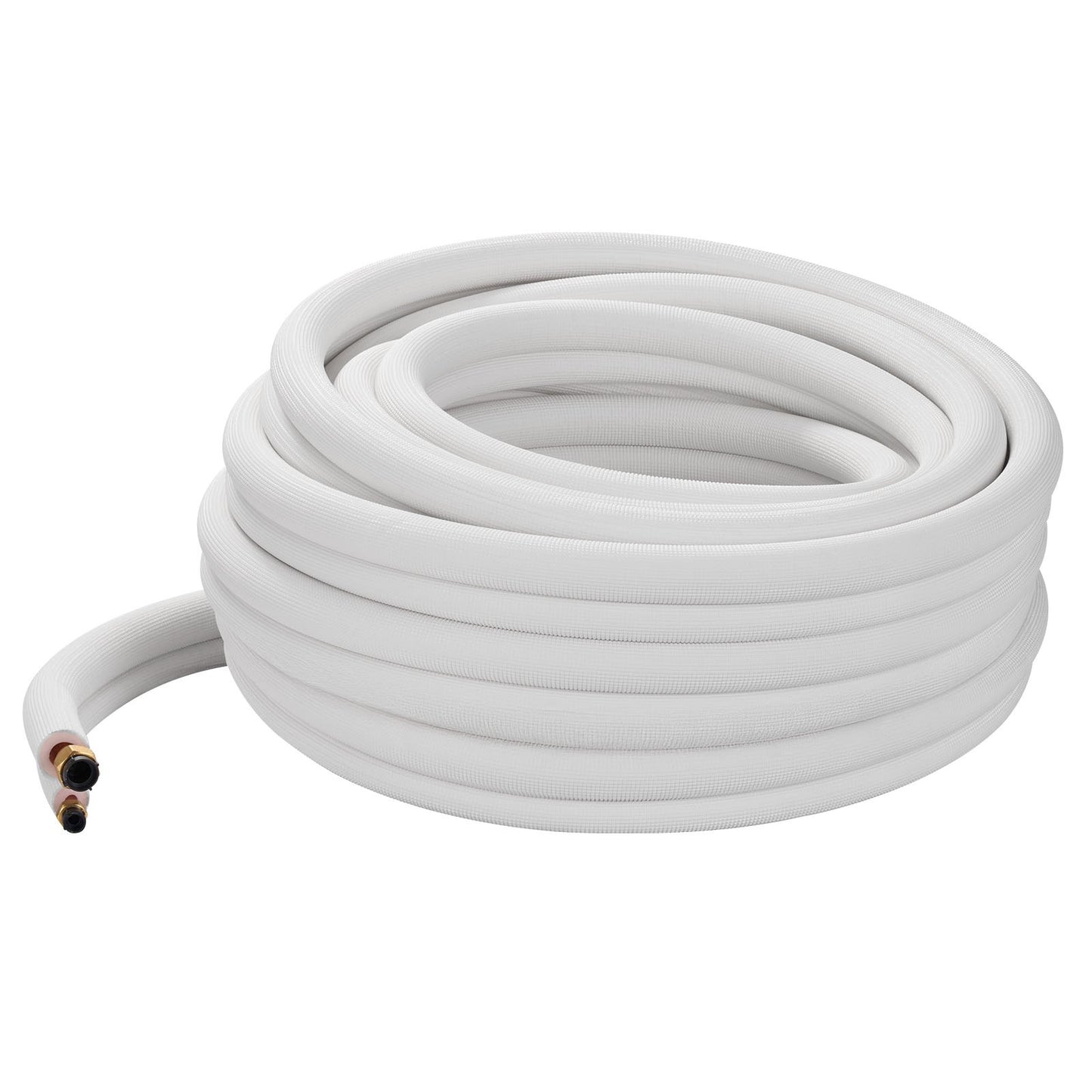 15.2m Mini Split Line Set, 6.4 & 12.7mm OD AC Copper Tubing Pipe, 3/8 White PE Thickened Insulated Coil with Flared Nuts, Rich Fittings, for Mini Split Air Conditioner HVAC or Heat Pump System