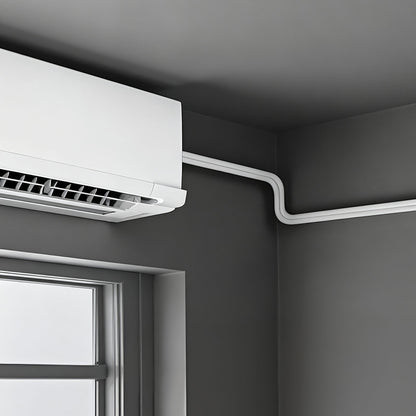 15.2m Mini Split Line Set, 9.5 & 15.9mm OD AC Copper Tubing Pipe, 3/8 White PE Thickened Insulated Coil with Flared Nuts, Rich Fittings, for Mini Split Air Conditioner HVAC or Heat Pump System