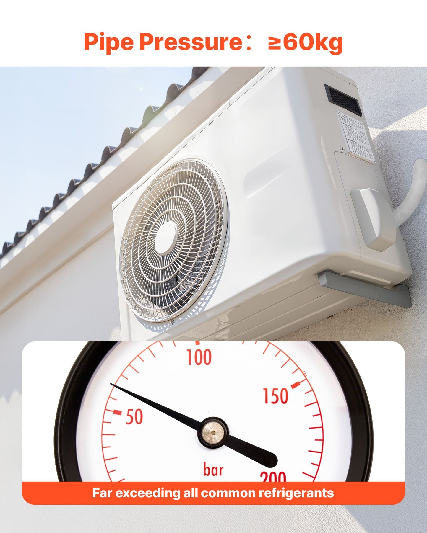 15.2m Mini Split Line Set, 6.4 & 9.5mm OD AC Copper Tubing Pipe, 3/8 White PE Thickened Insulated Coil with Flared Nuts, Strapping Tapes, for Mini Split Air Conditioner HVAC or Heat Pump System