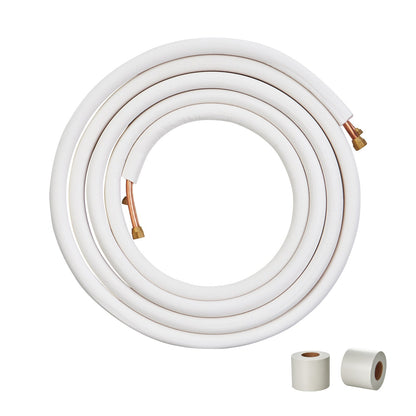 Mini Split Line Set, 7.6m Copper Pipes with Triple-Layer Insulation for HVAC