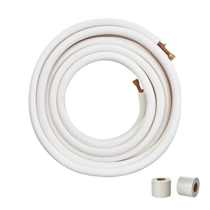 VEVOR 15240mm Mini Split Line Set, 9.5 & 15.9mm O.D Copper Pipes Tubing and Triple-Layer
