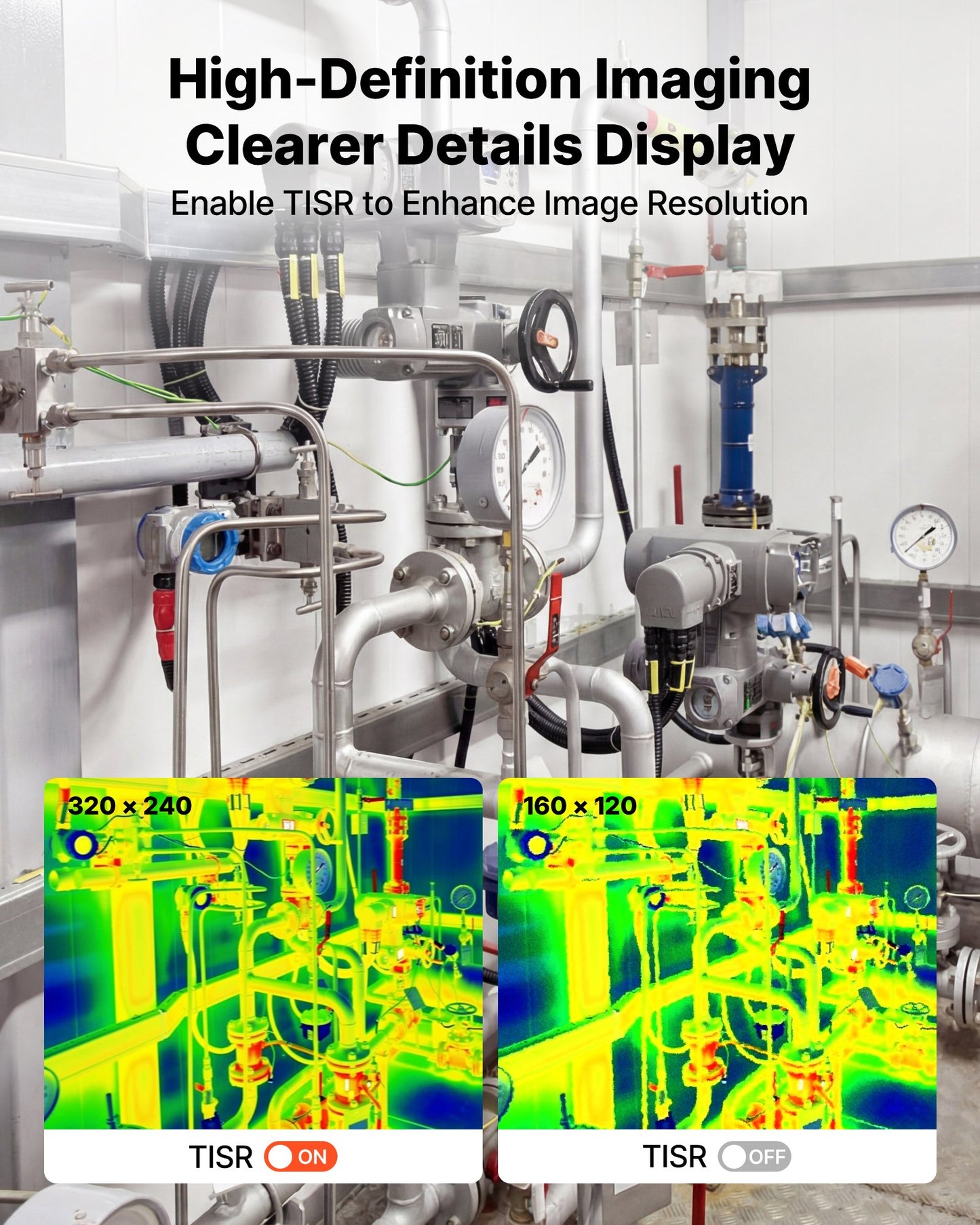Thermal Imaging Camera for Android, 320 x 240 TISR Super Resolution, 25HZ Refresh Rate Infrared Thermal Imager for Smartphone Tablet, 160 x 120 IR Resolution, -20°C to 550°C & 15 Color Palettes