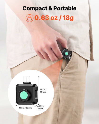 Thermal Imaging Camera for Android, 320 x 240 TISR Super Resolution, 25HZ Refresh Rate Infrared Thermal Imager for Smartphone Tablet, 160 x 120 IR Resolution, -20°C to 550°C & 15 Color Palettes