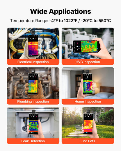 Thermal Imaging Camera for Android, 512 x 384 TISR Super Resolution, 25HZ Refresh Rate Infrared Thermal Imager for Smartphone Tablet, 256 x 192 IR Resolution, -20°C to 550°C & 15 Color Palettes