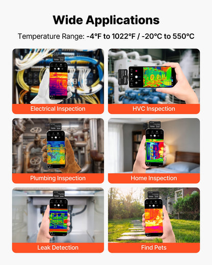 Thermal Imaging Camera for Android & iOS, 512 x 384 Super Resolution with Macro Lens, 25HZ Refresh Rate Infrared Thermal Imager for Smartphones Tablets, 256 x 192 IR Resolution, -20°C to 550°C