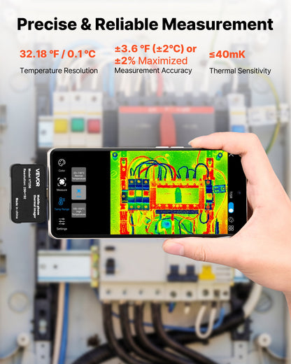 Thermal Imaging Camera for Android & iOS, 512 x 384 Super Resolution, 25HZ Refresh Rate Infrared Thermal Imager for Smartphone Tablets, 256 x 192 IR Resolution, -20°C to 550°C & 6 Color Palettes