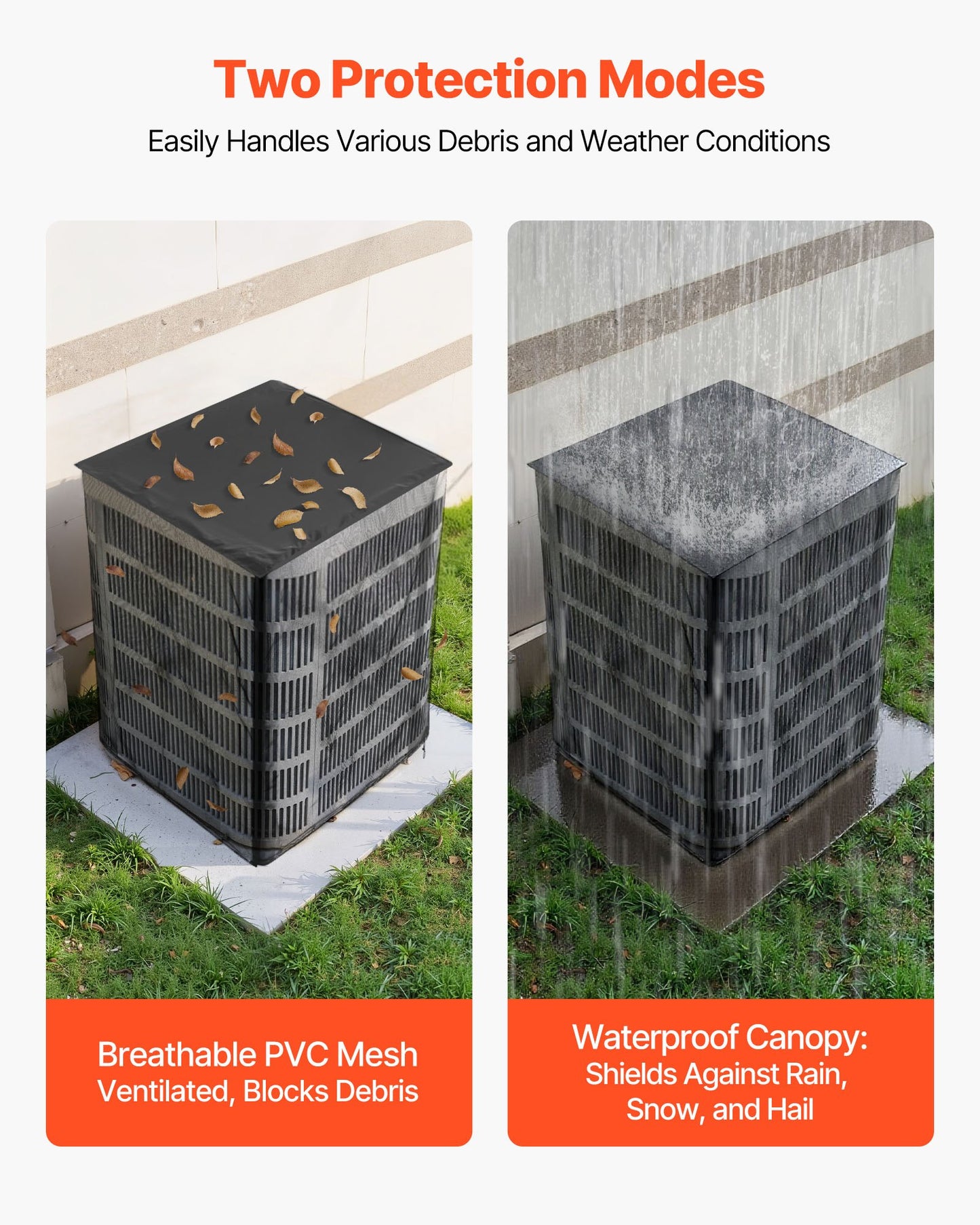 Air Conditioner Cover, 914 x 914 x 1010 mm Ac Cover for Air Conditioning Unit, Dual-Layer, Detachable Canopy,Waterproof Polyester, Universal HVAC Protector for Outdoor Outside Ac Unit, Black