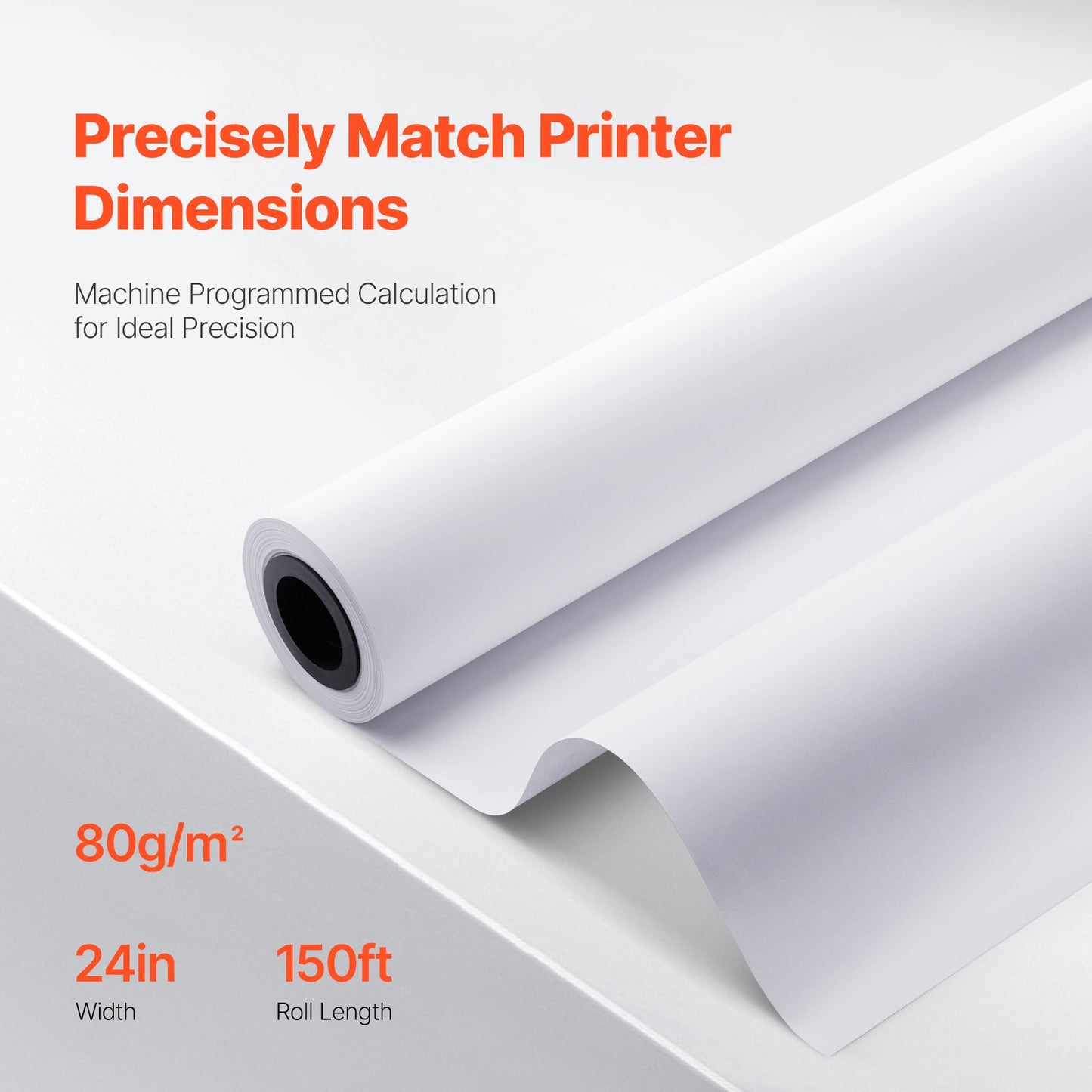 VEVOR Wide Format Paper Plotter Paper 6 Rolls 609.6 mm x 45.7 m CAD Bond Rolls