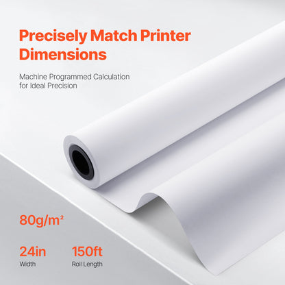 VEVOR Wide Format Paper Plotter Paper 6 Rolls 609.6 mm x 45.7 m CAD Bond Rolls