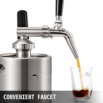 Portable 2L Stainless Steel Nitro Cold Brew Coffee Maker with Home Keg System