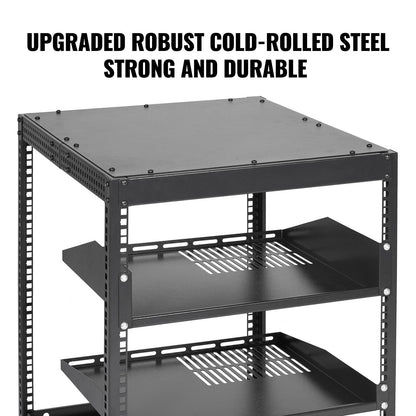 VEVOR 12U Open Frame Server Rack, 15''-40'' Adjustable Depth, Free Standing or Wall