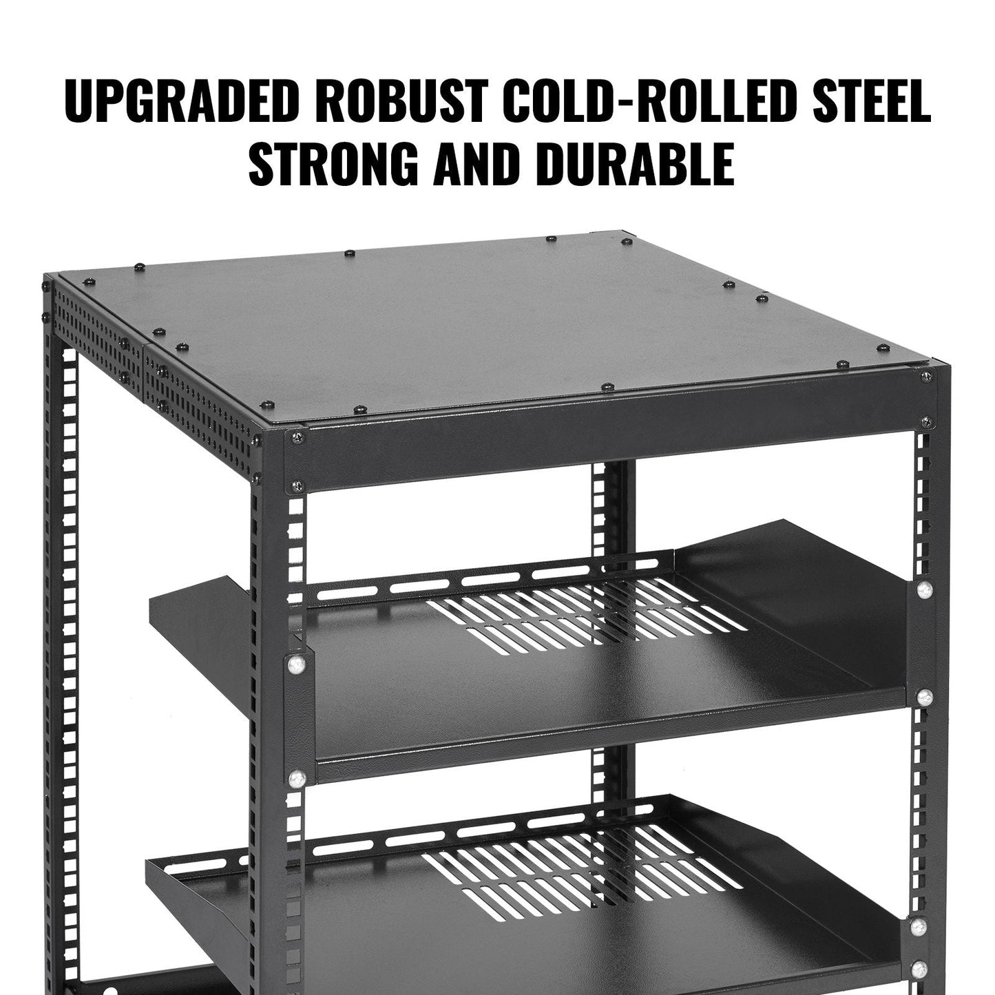 12U Open Frame Server Rack, Adjustable Depth 0.38-1.02m, Freestanding/Wall Mount