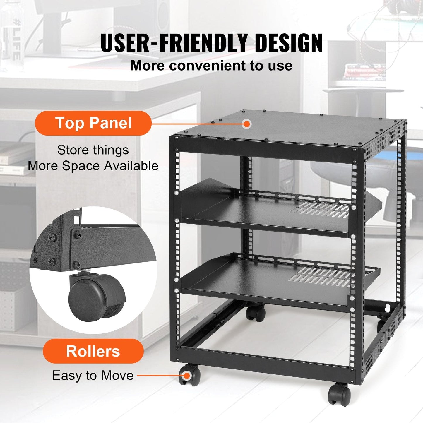 12U Open Frame Server Rack, Adjustable Depth 0.38-1.02m, Freestanding/Wall Mount