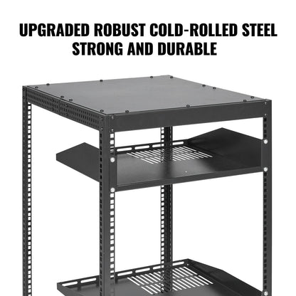 VEVOR 15U Open Frame Server Rack, Adjustable Depth, Free Standing or Wall Mount