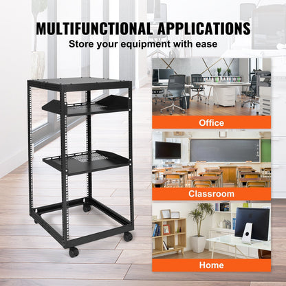 20U Open Frame Server Rack, Adjustable Depth 0.38-1.02m, Free Standing/Wall Mount