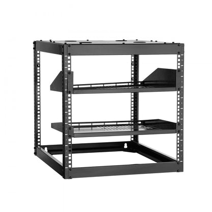 10U Open Frame Network Rack, 585 mm Depth, Wall Mounted or Floor Standing Server Rack, Heavy Duty 4 Post, with Vented Sh