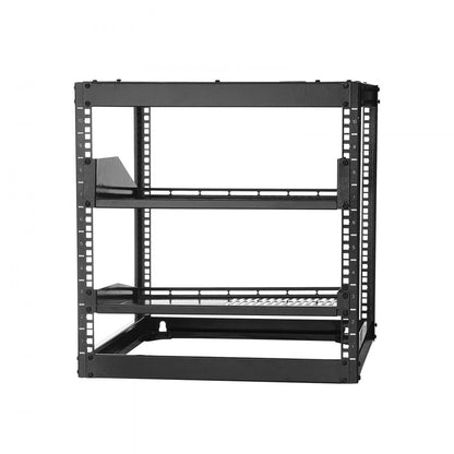 10U Open Frame Network Rack, 585 mm Depth, Wall Mounted or Floor Standing Server Rack, Heavy Duty 4 Post, with Vented Sh