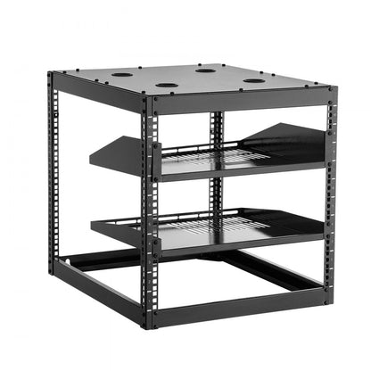 10U Open Frame Network Rack, 585 mm Depth, Wall Mounted or Floor Standing Server Rack, Heavy Duty 4 Post, with Vented Sh