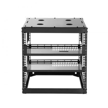 10U Open Frame Network Rack, 585 mm Depth, Wall Mounted or Floor Standing Server Rack, Heavy Duty 4 Post, with Vented Sh