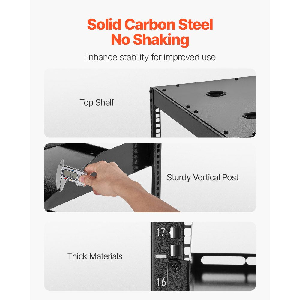 20U Open Frame Network Rack Wall Mounted Server Rack 4 Post with Shelves