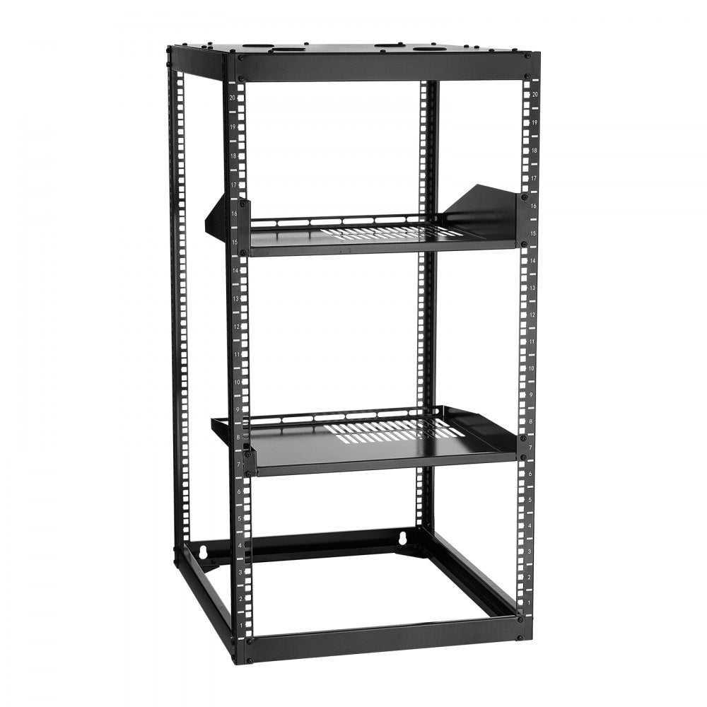 20U Open Frame Network Rack Wall Mounted Server Rack 4 Post with Shelves