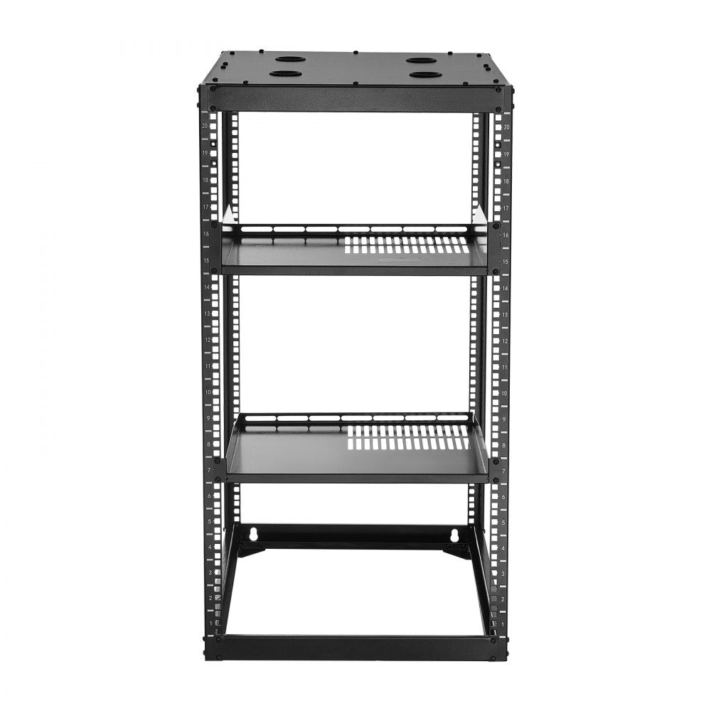 20U Open Frame Network Rack Wall Mounted Server Rack 4 Post with Shelves