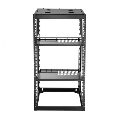 20U Open Frame Network Rack Wall Mounted Server Rack 4 Post with Shelves