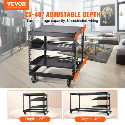 9U 4-Post Open Frame Server Rack, Adjustable Depth 0.58-1.02m, 227kg Capacity
